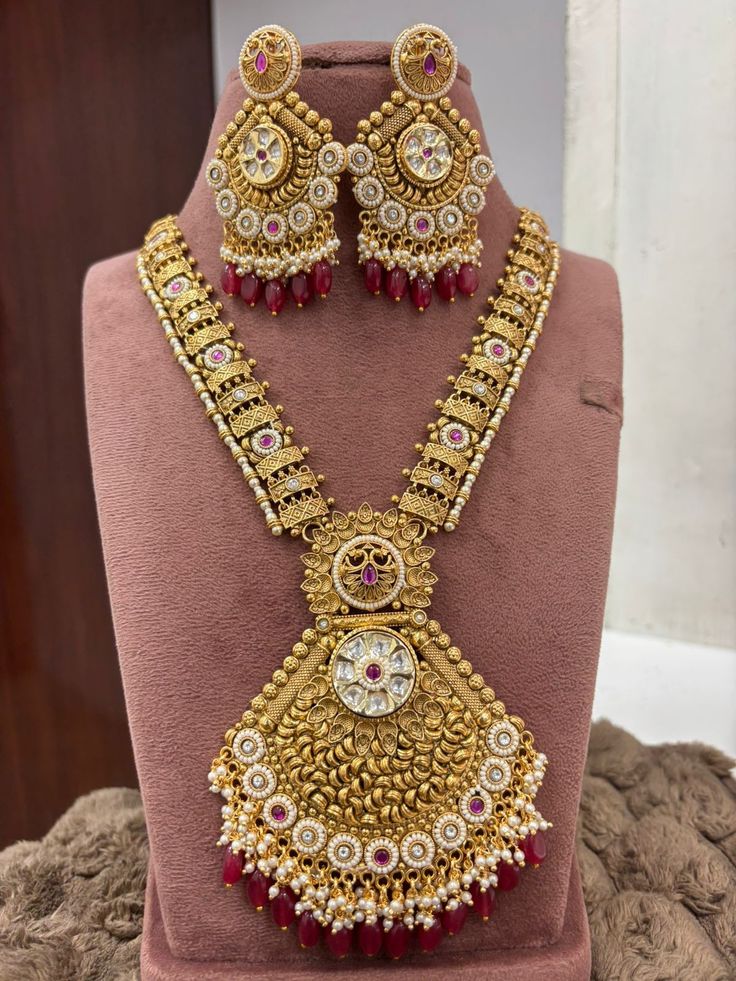Rajmoti Super Golden Necklace Set